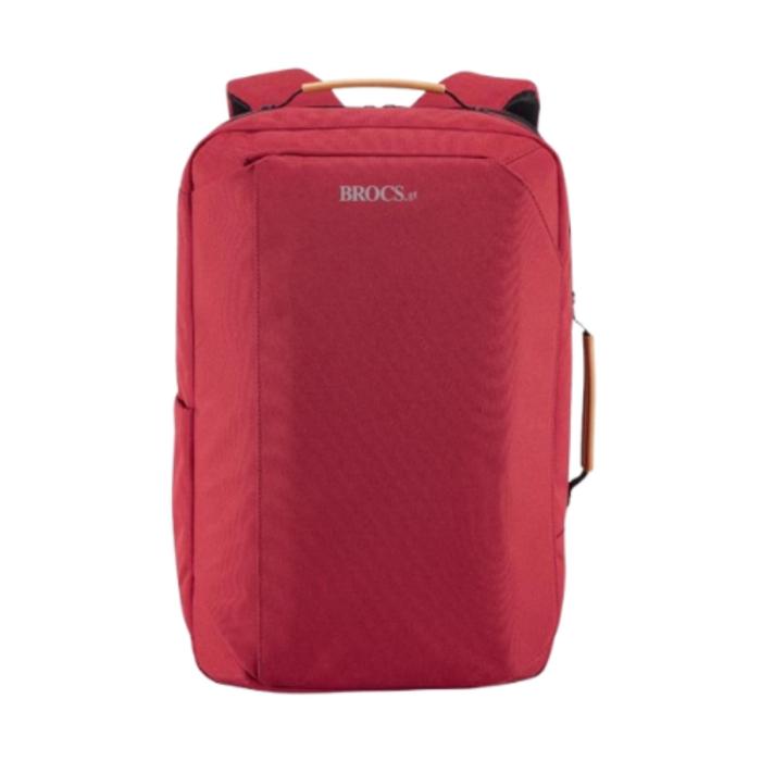 Mochila Brocs Pro, para notebook de 15.6?, Color rojo, Semi-impermeable, Hecha con poliéster reciclado.