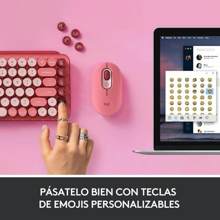 Teclado Logitech POP Keys rosado Heartbreaker, USB / Bluetooth LE / Bluetooth 5.1 - 920-010715