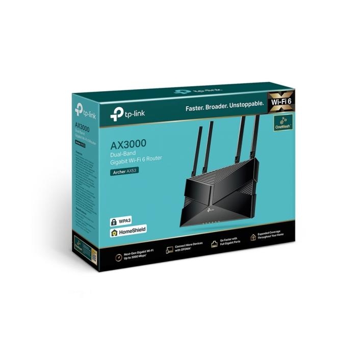 ROUTER TP LINK INALAMBRICO ARCHER AX53 AX3000 WIFI 6 GIGABIT DE VELOCIDAD DE DOBLE BANDA - Archer AX53