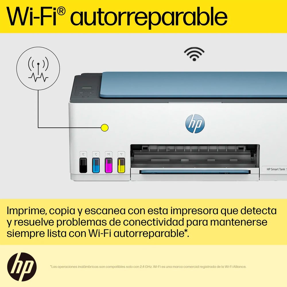 Impresora Multifuncional HP Smart Tank 585 AIO Bluetooth - Wi-Fi - USB 2.0 - 1 año de Garantia - 1F3Y4A#AKY + Mochila Real Madrid