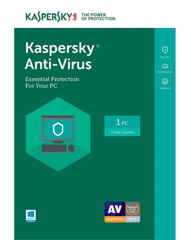 Licencia Kaspersky Anti-Virus,  Protección Esencial, 1 usuario, 1 año. Para Windows