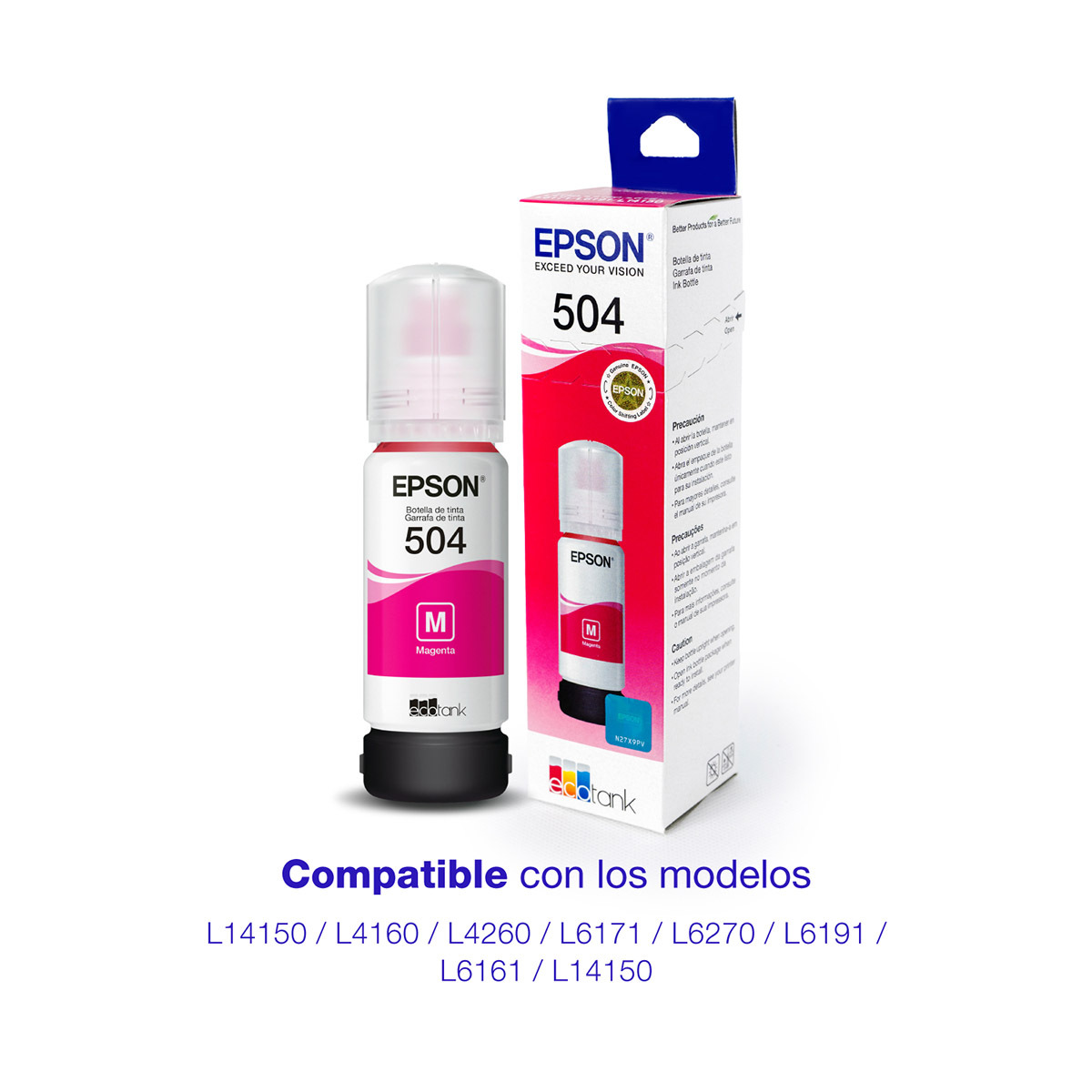 Epson 504 - 70 ml - magenta - original - recarga de tinta - para EcoTank L4150, L4260, L6161, L6171, L6191, L6270