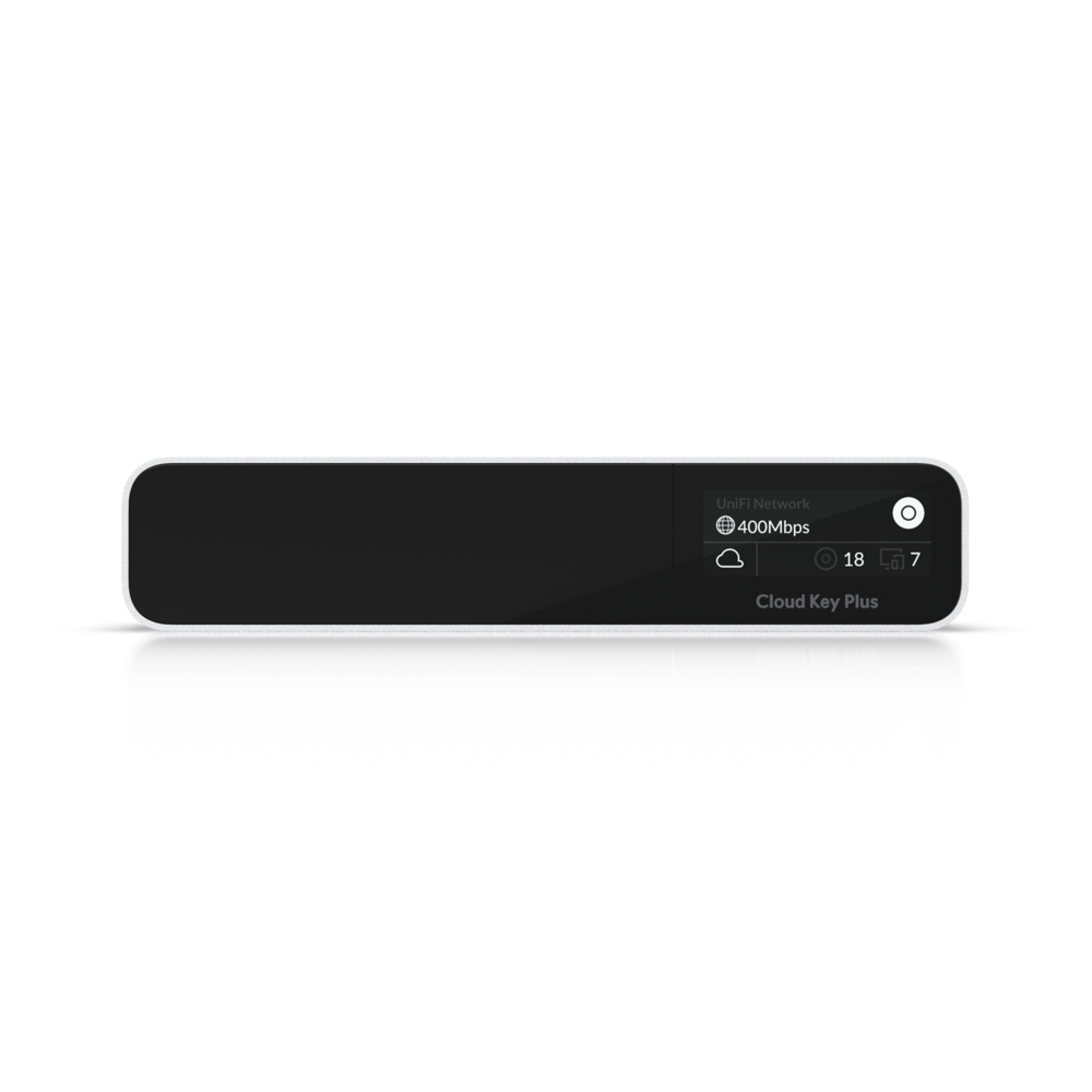 Ubiquiti Cloud Key SSD Minio servidor Unifi Controller - Material de la carcasa: Aluminio anodizado Hardware – Procesador: Chip basado en Arm® Cortex-A53® de ocho núcleos - Interfaz de gestión: Ethernet Bluetooth Interfaz de red (1) puerto GbE RJ45 – Memoria: 32GB eMMC 3 GB RAM - Capacidad de SSD: SSD SATA de 2,5" y 1 TB (actualizable por el usuario*) *CloudKey+ solo admite unidades que pueden funcionar con alimentación de 5 V. Las unidades que requieren alimentación adicional no son compatibles