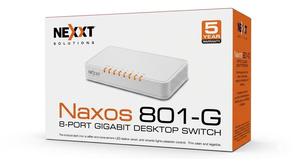 Nexxt Infrastructure - Switch - Gigabit Ethernet - 8 x 10/100/1000 - 1 Gigabit Ethernet - Essential Naxos 801-G 110/220V