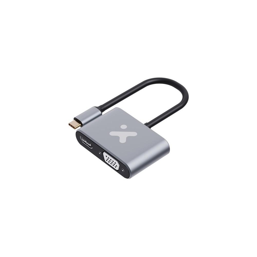 Xtech - Video adapter - USB Type C - HDMI female   VGA female - Aluminum - 2 in 1 XTC-542