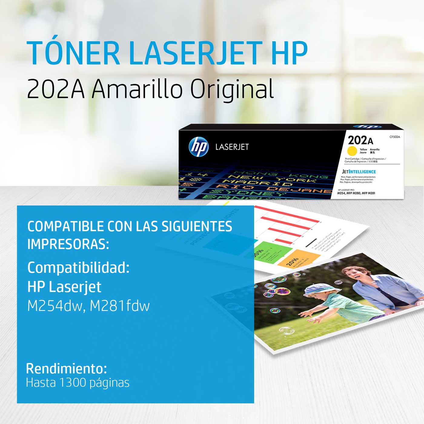 HP 202A - Amarillo - original - LaserJet - cartucho de tóner (CF502A) - para Color LaserJet Pro M254dw, M254nw, MFP M280nw, MFP M281cdw, MFP M281fdn, MFP M281fdw