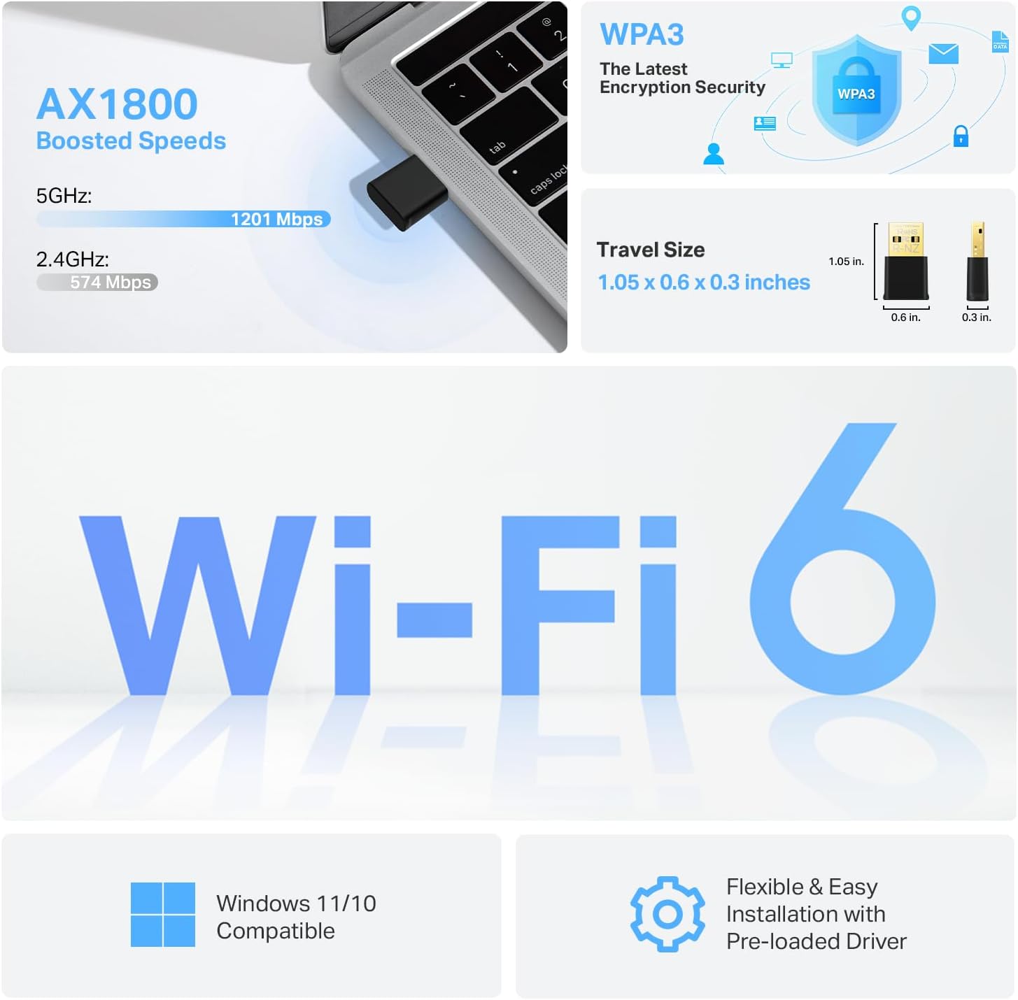 AX1800 Nano Wi-Fi 6 Wireless USB Adapter