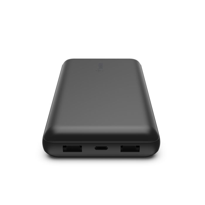 Belkin - Cargador portátil - 20000 mAh - 15 vatios - 3 A - 3 conectores de salida (24 pin USB-C, 2 x USB) - en el cable: USB-C - negro