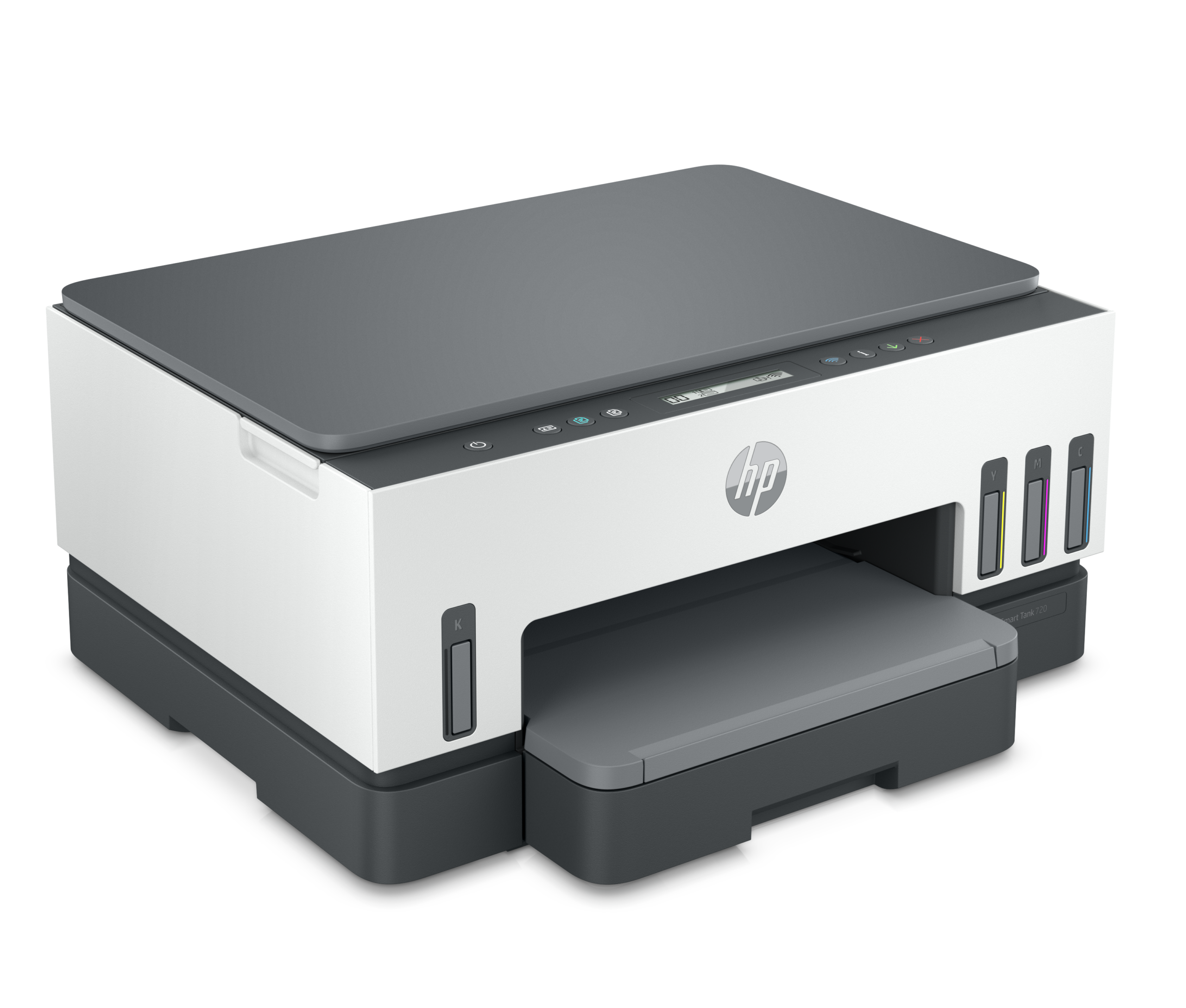 HP Smart Tank 720 All-in-One - Impresora multifunción - color - chorro de tinta - rellenable - Letter A (216 x 279 mm)/A4 (210 x 297 mm) (original) - A4/Legal (material) - hasta 13 ppm (copiando) - hasta 15 ppm (impresión) - 250 hojas - USB 2.0, Wi-Fi(ac), Bluetooth