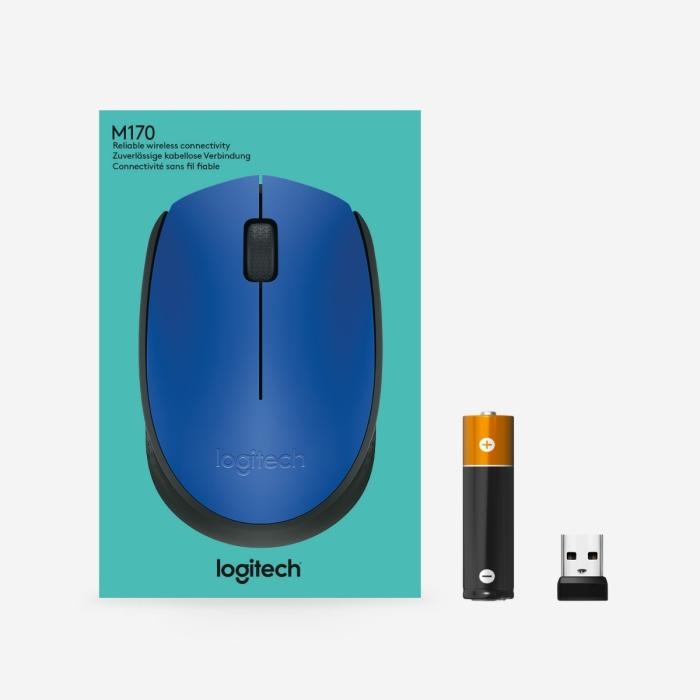 Logitech M170 - Ratón - diestro y zurdo - inalámbrico - 2.4 GHz - receptor inalámbrico USB - azul