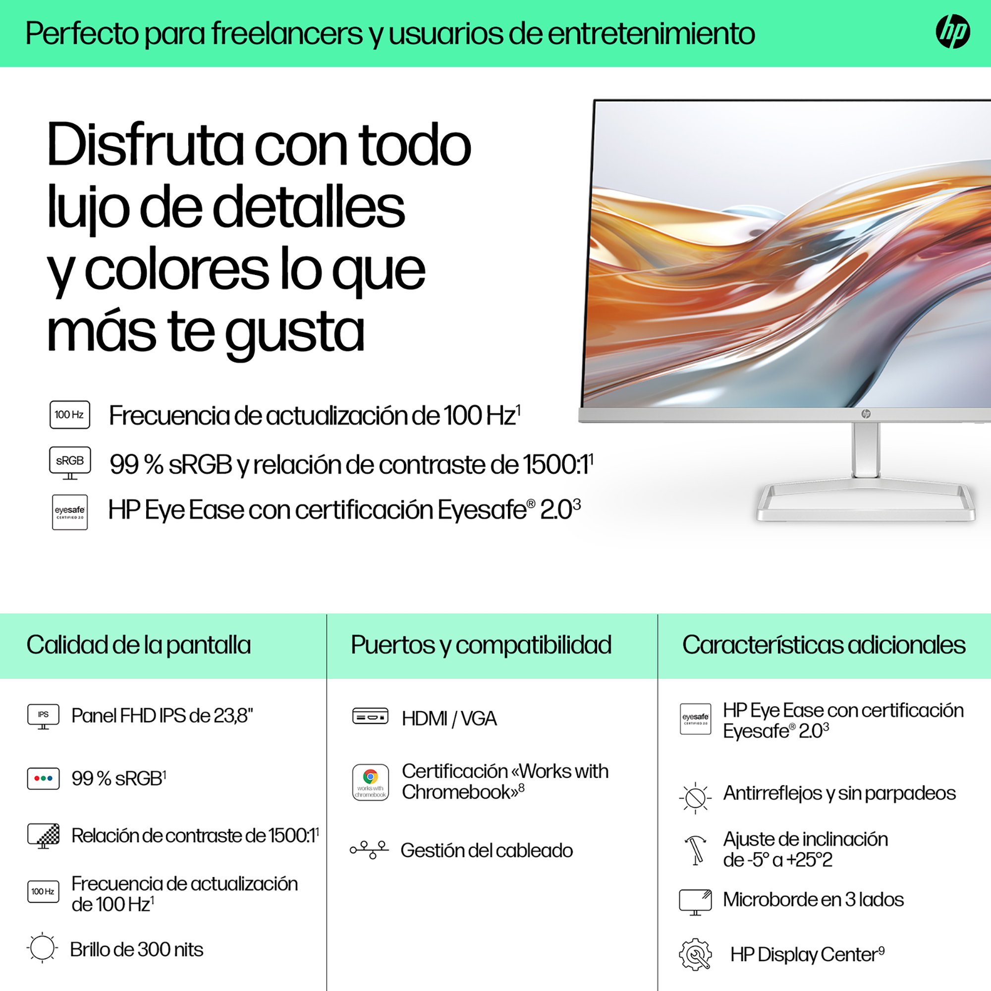 HP Series 5 - 23.8" - 1920 x 1080 - VGA / HDMI - IPS Monitor-524sw