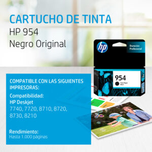 HP - Ink cartridge - Black - Model 954 1000 pages