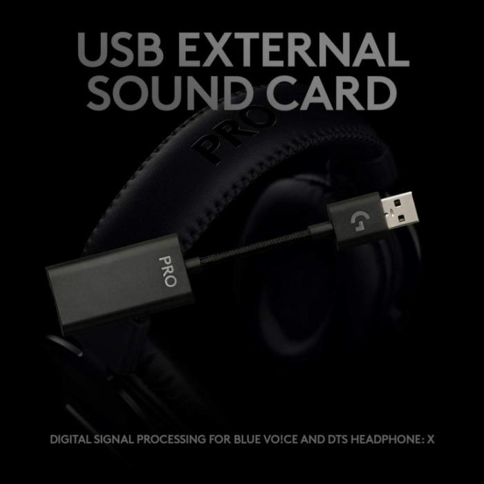 Logitech G Pro X with Blue VO!CE Technology - Auricular - tamaño completo - cableado - conector de 3,5 mm - aislamiento de ruido - negro