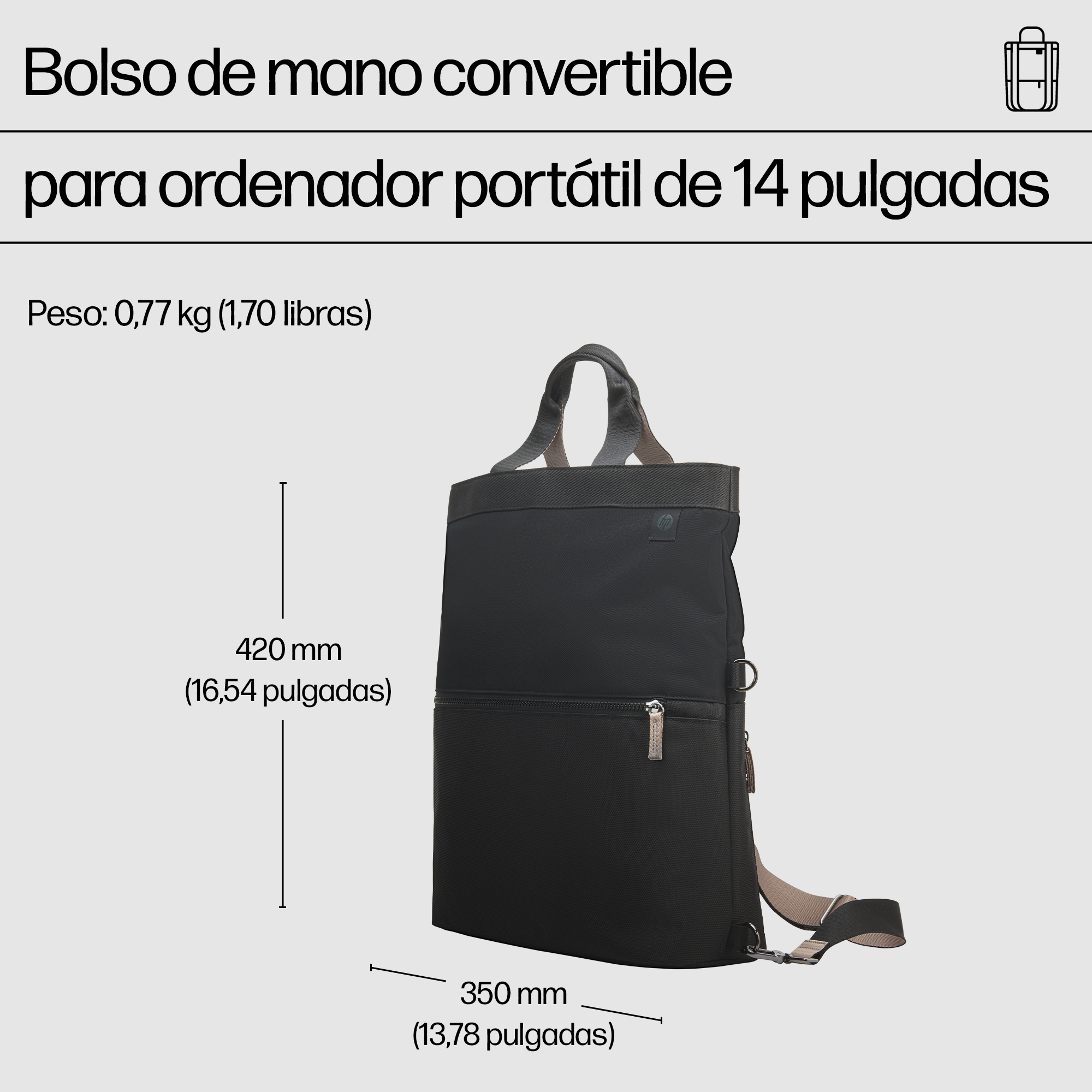 HP - Laptop Tote - 14" - Convertible