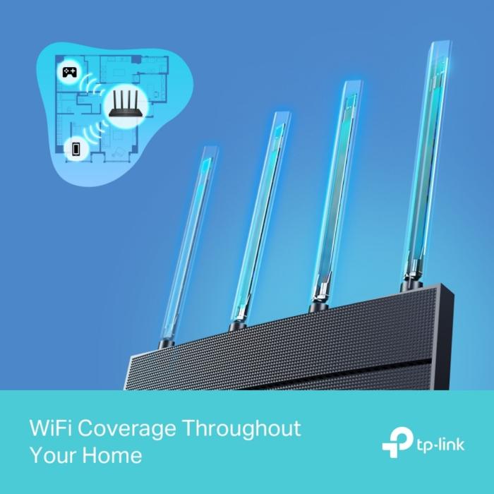 TP-LINK Archer AX12 V1 - Enrutador inalámbrico conmutador de 3 puertos - 1GbE - Wi-Fi 6 - Doble banda