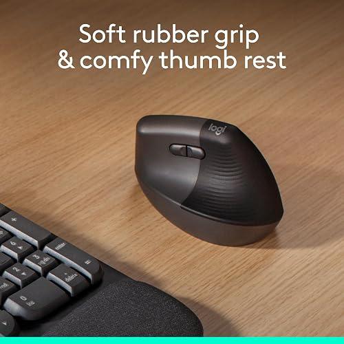Logitech Lift Vertical Ergonomic Mouse - Ratón vertical - ergonómico - 6 botones - inalámbrico - 2.4 GHz, Bluetooth - receptor de USB Logitech Logi Bolt - blanco hueso