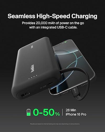 Belkin - Power bank - Lithium ion - Para iPhone 15 - with 20W PD + Integrated USB-C
