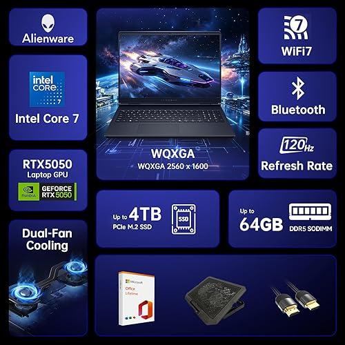 Dell Alienware Gaming Services AC16250 - Notebook - 16" - Intel Core 7 240H / 5.2 GHz - DDR5 SDRAM - 16 GB - 1 TB - NVIDIA GeForce RTX 5050 8 GB GDDR7 - Windows 11 Home - 1 Year Carry-In Service + 1 Year Complete Care