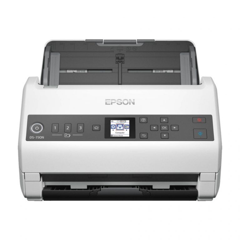 Epson DS-730N - Escáner de documentos - Sensor de imagen de contacto (CIS) - a dos caras - Ledger - 600 ppp x 600 ppp - hasta 40 ppm (mono) / hasta 40 ppm (color) - Alimentador automático de documentos (ADF) (100 hojas) - hasta 6500 exploraciones por día - USB 2.0, Gigabit LAN