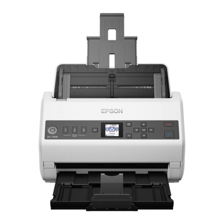 Epson DS-730N - Escáner de documentos - Sensor de imagen de contacto (CIS) - a dos caras - Ledger - 600 ppp x 600 ppp - hasta 40 ppm (mono) / hasta 40 ppm (color) - Alimentador automático de documentos (ADF) (100 hojas) - hasta 6500 exploraciones por día - USB 2.0, Gigabit LAN