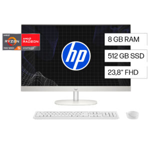 HP 24-cr0250la - All-in-one - AMD Ryzen 5 7520U / 4.3 GHz - DDR5 SDRAM - 512 GB SSD - 23.8" - UMA - Windows 11 Home - White