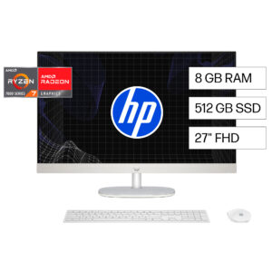 HP - All-in-one - AMD Ryzen 7 7730U / 4.8 GHz - DDR5 SDRAM - 512 GB HDD - 27" - Integrated graphics - Windows 11 Home - White