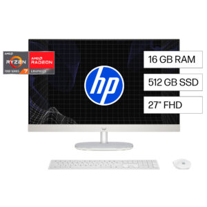 HP 27-cr0275la - All-in-one - AMD Ryzen 7 7730U / 4.5 GHz - DDR5 SDRAM - 512 GB HDD - 27" - UMA - Windows 11 Home - White