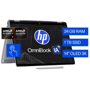 HP OB 14-fk0074la - Notebook - 14" - AMD 350 - Ryzen 7 / 5.0 GHz - DDR5 SDRAM - 1 TB - AMD Radeon 860M - Windows 11 home - Touch  Digital Pen