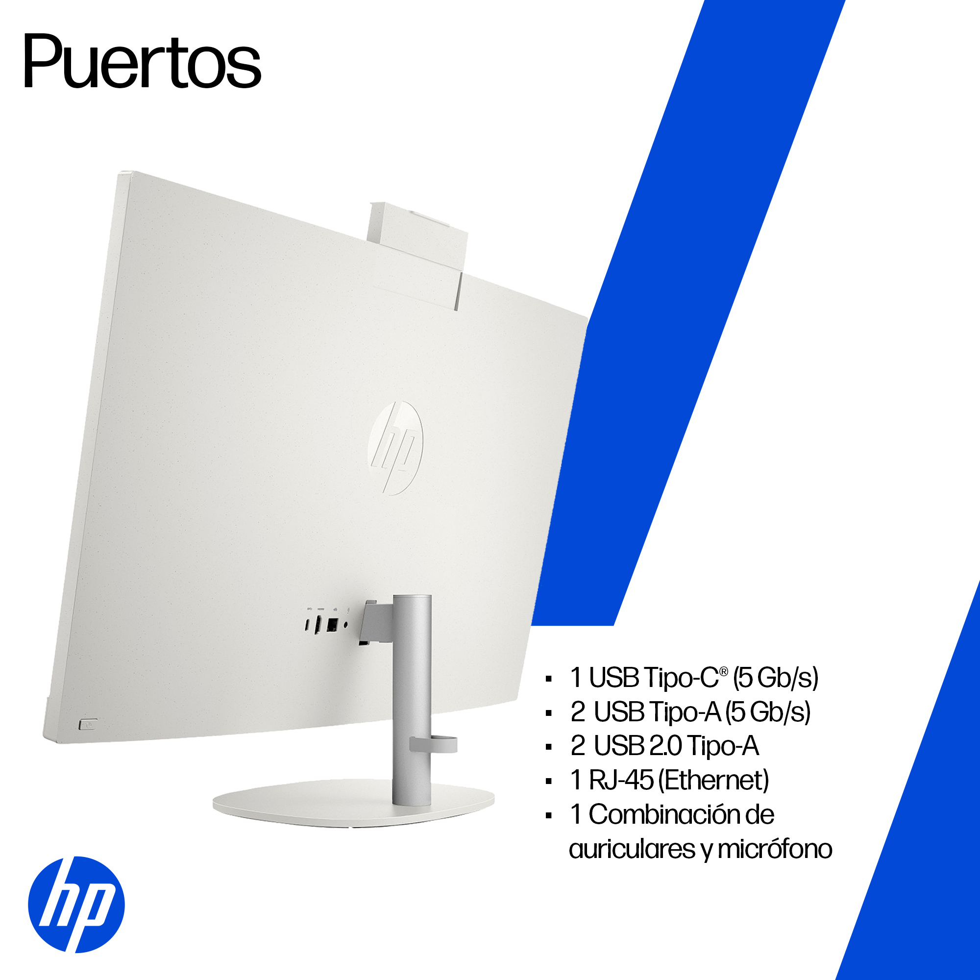 HP - All-in-one - AMD Ryzen 7 350 AI / 4.8 GHz - DDR5 SDRAM - 512 GB HDD - 27" - Integrated graphics - Windows 11 Home - White