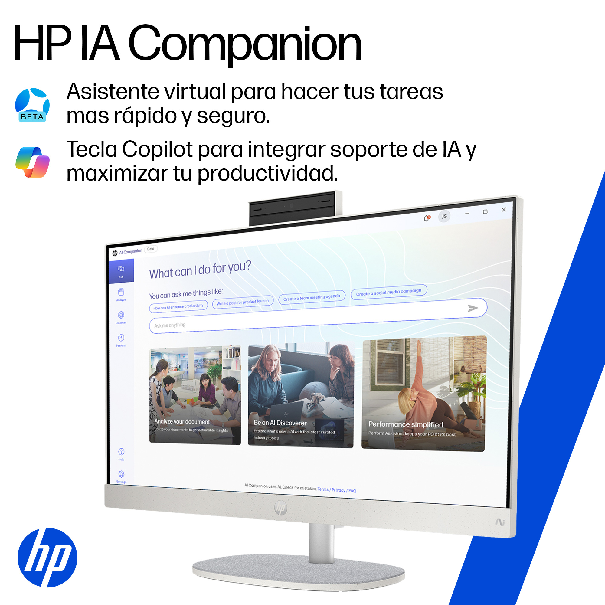 HP - All-in-one - AMD Ryzen 7 350 AI / 4.8 GHz - DDR5 SDRAM - 512 GB HDD - 27" - Integrated graphics - Windows 11 Home - White