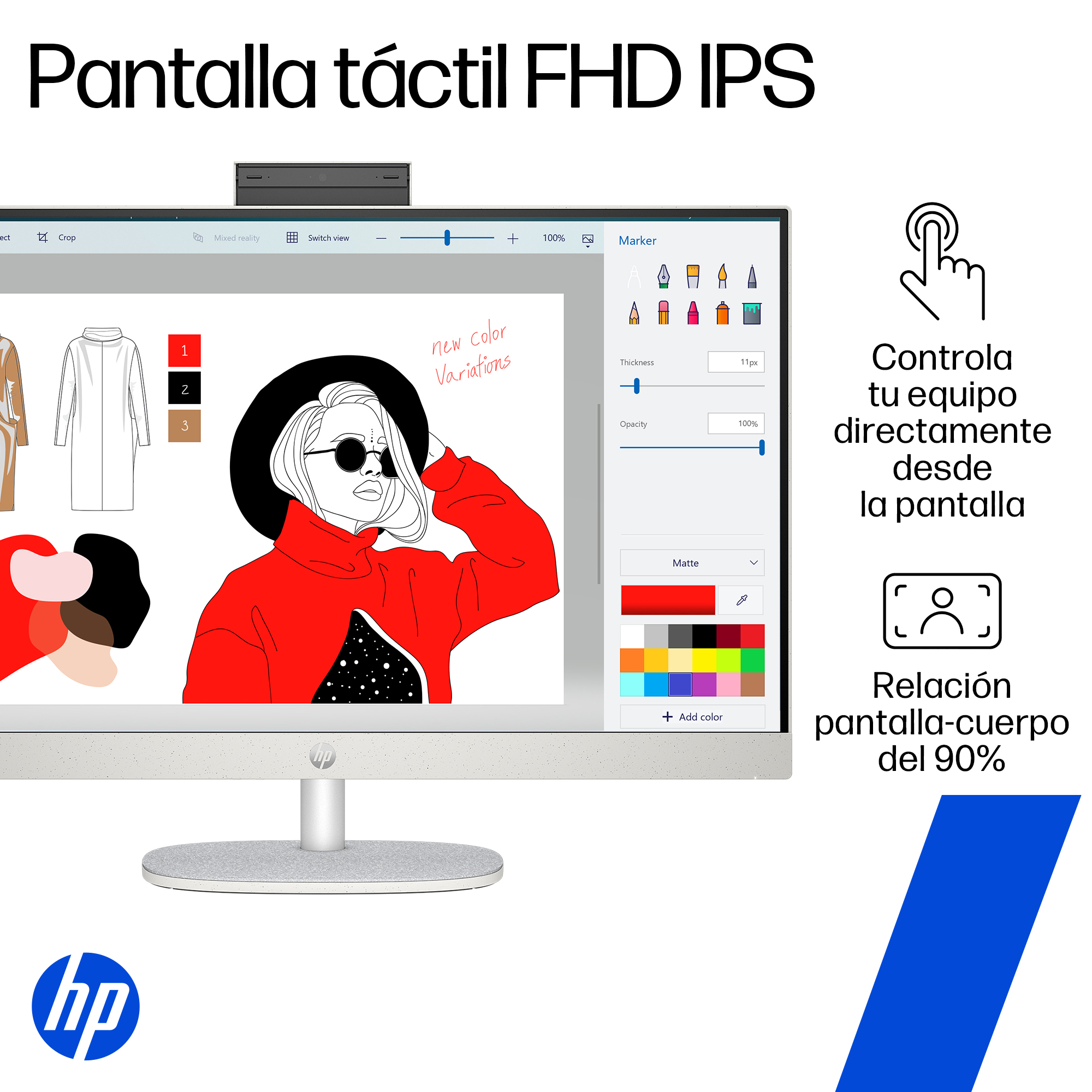HP - All-in-one - AMD Ryzen 7 350 AI / 4.8 GHz - DDR5 SDRAM - 512 GB HDD - 27" - Integrated graphics - Windows 11 Home - White