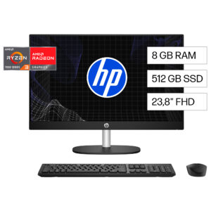 All in One HP 24-cr0233la, AMD Ryzen 3, 8 GB RAM, 512 GB SSD, 23.8" FHD, Windows 11 Home