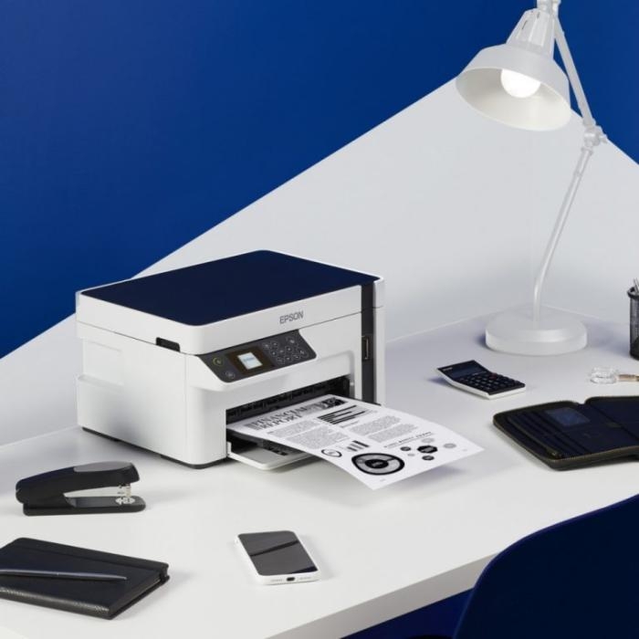 Epson - EcoTank M2120 - Multifuncional Monocromatica - Impresion 32ppm hasta A4 oficio - Copia 31cpm A4 Carta - Escaner 1200x1200 - Bandeja 150 hojas - LCD 1.4" a color - USB, WiFi, WiFi Direct - Ciclo maximo 15,000pag - 2 años con registro
