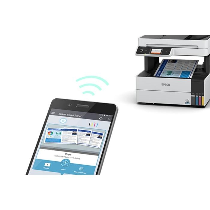 Epson EcoTank L6490 - Impresora multifunción - color - chorro de tinta - rellenable - 216 x 300 mm (original) - A4/Legal (material) - hasta 12 ppm (copiando) - hasta 17 ppm (impresión) - 250 hojas - 33.6 Kbps - LAN, USB 3.0, Wi-Fi(ac)