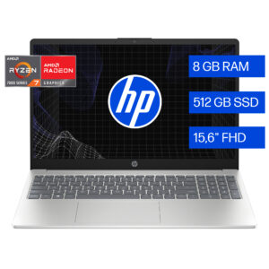 HP Clamshell - Notebook - 15.6" - AMD Ryzen 7 7730U / 4.8 GHz - 8 GB - DDR5 SDRAM - 512 GB - Integrated graphics - Windows 11 Home - Silver
