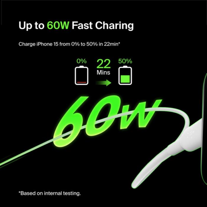 Belkin BoostCharge - Cable USB - 24 pin USB-C (M) a 24 pin USB-C (M) - 1 m - blanco