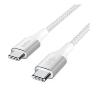 Belkin BoostCharge - Cable USB - 24 pin USB-C (M) a 24 pin USB-C (M) - USB 2.0 - 2 m - compatible con hasta 240 W de potencia - blanco