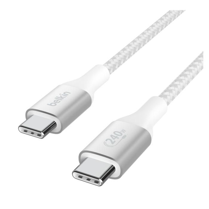 Belkin BoostCharge - Cable USB - 24 pin USB-C (M) a 24 pin USB-C (M) - USB 2.0 - 2 m - compatible con hasta 240 W de potencia - blanco