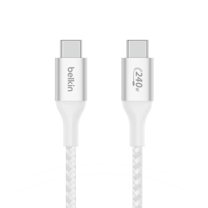 Belkin BoostCharge - Cable USB - 24 pin USB-C (M) a 24 pin USB-C (M) - USB 2.0 - 2 m - compatible con hasta 240 W de potencia - blanco