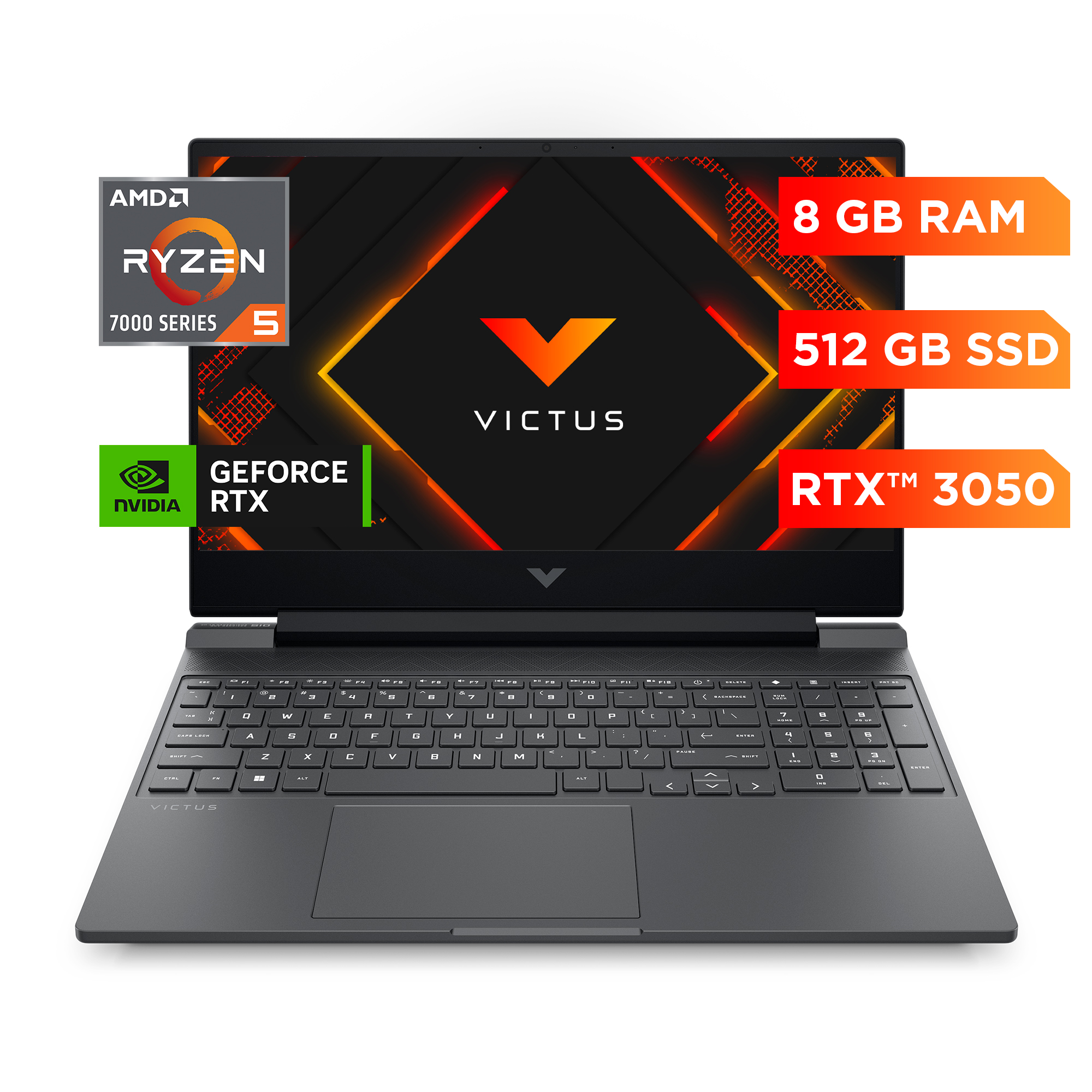 Laptop Gamer VICTUS by HP 15-fb3032la, AMD Ryzen 5, 8 GB RAM, NVIDIA GeForce RTX 3050, 512 GB SSD, 15.6" FHD, Windows 11 Home