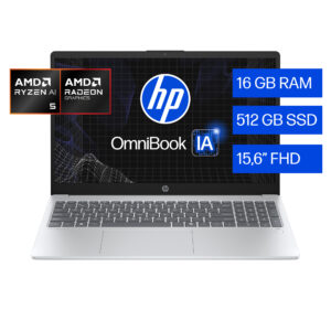 Laptop HP OmniBook 3 AI 15-fn0053la, AMD Ryzen AI 5, 16 GB RAM, 512 GB SSD, 15.6" FHD, Windows 11 Home