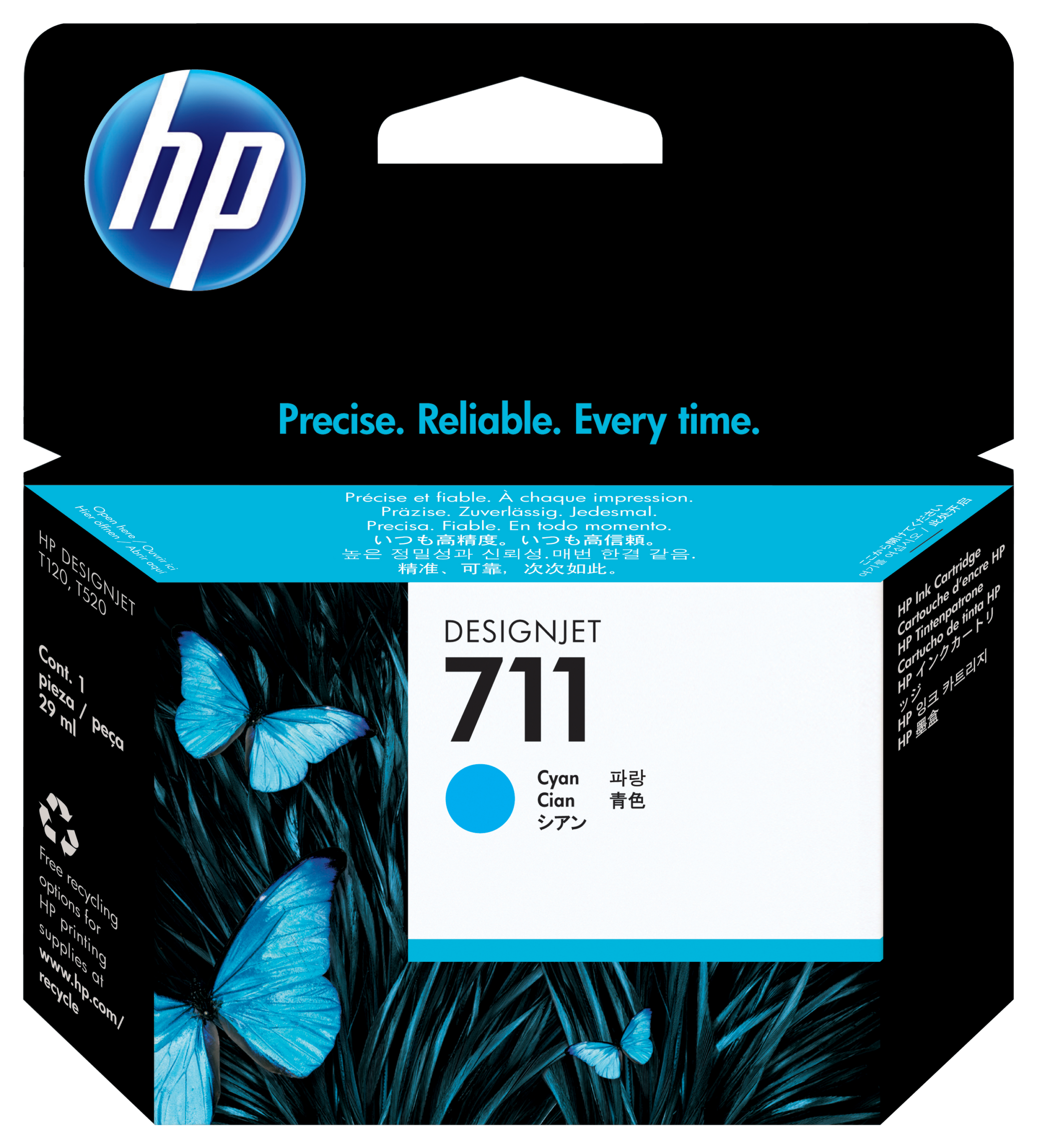 HP 711 - 29 ml - cián - original - DesignJet - cartucho de tinta - para DesignJet T100, T120, T120 ePrinter, T125, T130, T520, T520 ePrinter, T525, T530
