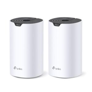 TP-LINK Deco S7 V1 - Sistema Wi-Fi (2 enrutadores) - hasta 3900 pies cuadrados - malla - GigE - Wi-Fi 5 - Doble banda - Sistema Wi-Fi Mesh Inteligente Doble Banda AC1900 - Alcanza velocidades de hasta 600 Mbps en 2,4 GHz y 1300 Mbps en 5 GHz con tecnología 3×3 MU-MIMO. - Conecta más de 100 dispositivos