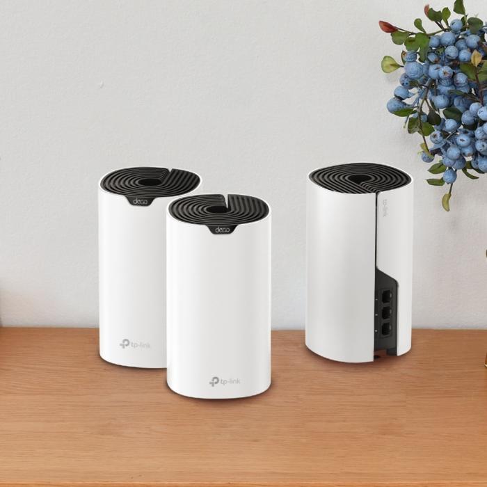 TP-LINK Deco S7 V1 - Sistema Wi-Fi (2 enrutadores) - hasta 3900 pies cuadrados - malla - GigE - Wi-Fi 5 - Doble banda - Sistema Wi-Fi Mesh Inteligente Doble Banda AC1900 - Alcanza velocidades de hasta 600 Mbps en 2,4 GHz y 1300 Mbps en 5 GHz con tecnología 3×3 MU-MIMO. - Conecta más de 100 dispositivos