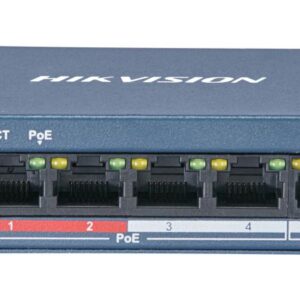 Hikvision Value Series DS-3E0105P-E/M - Conmutador - sin gestionar - 4 x 10/100 (PoE+) + 1 x 10/100 (enlace ascendente) - sobremesa - PoE+ (35 W) - alimentación cc