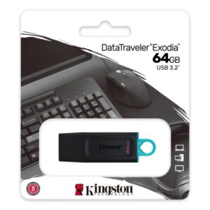 Kingston DataTraveler Exodia - Unidad flash USB - 64 GB - USB 3.2 Gen 1 - negro con turquesa