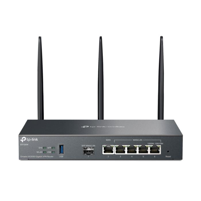 TP-LINK ER706W V1 - Enrutador inalámbrico conmutador de 4 puertos - 1GbE - Puertos WAN: 6 - Wi-Fi 6 - Doble banda - montaje en pared