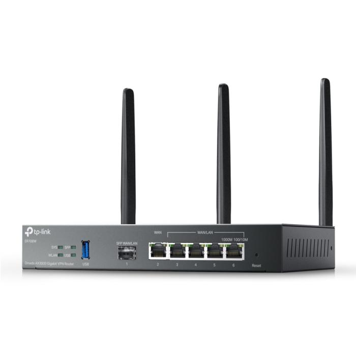 TP-LINK ER706W V1 - Enrutador inalámbrico conmutador de 4 puertos - 1GbE - Puertos WAN: 6 - Wi-Fi 6 - Doble banda - montaje en pared