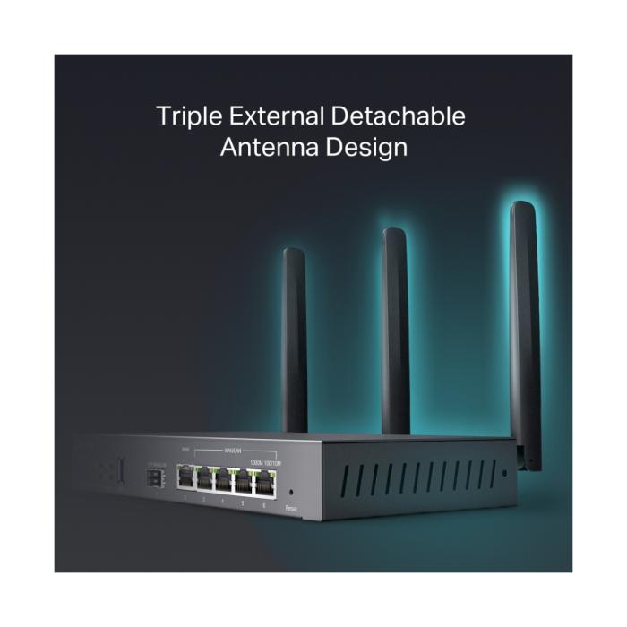 TP-LINK ER706W V1 - Enrutador inalámbrico conmutador de 4 puertos - 1GbE - Puertos WAN: 6 - Wi-Fi 6 - Doble banda - montaje en pared