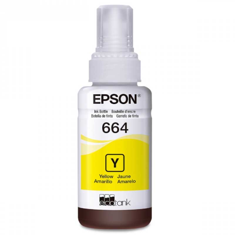 Epson T664 - Amarillo - original - recarga de tinta - para Epson L380, L386, L395, L495; EcoTank ET-2600, 2650, L1455, L396, L606, L656